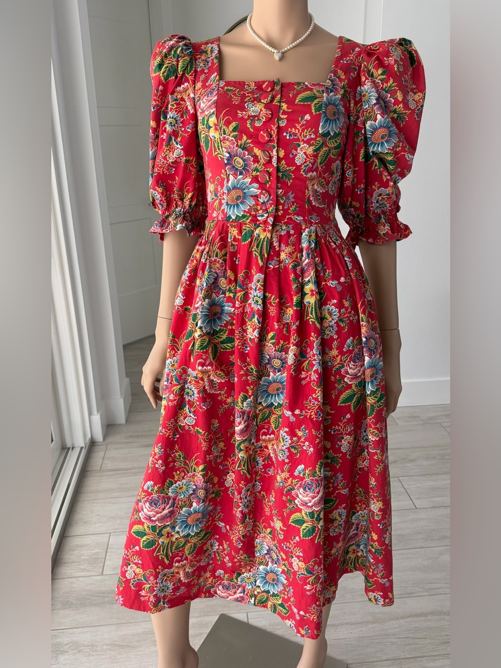 Rare Vintage Sportalm Kitzbühel Red Floral Dress | Austrian Made Size 36 / XS-S
